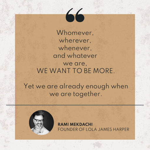 Rami의 인용구를 담은 그래픽 이미지로, 팟캐스트 관련 비주얼을 보여줍니다.